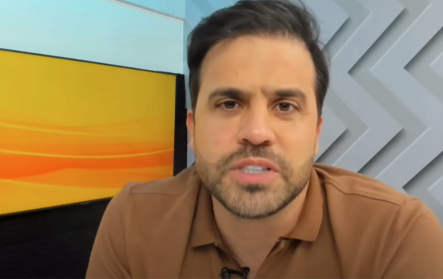 O empresário Pablo Marçal durante entrevista em estúdio de televisão