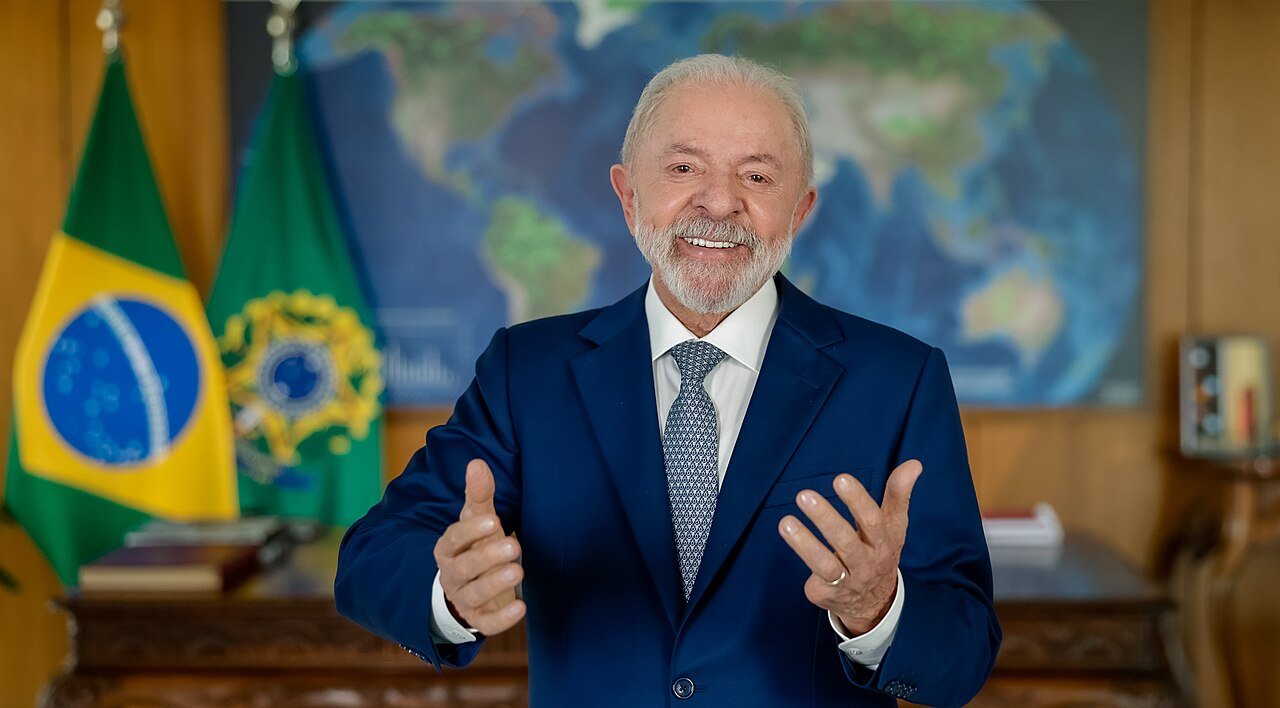 O presidente Luiz Inácio Lula da Silva durante pronunciamento no Palácio do Planalto