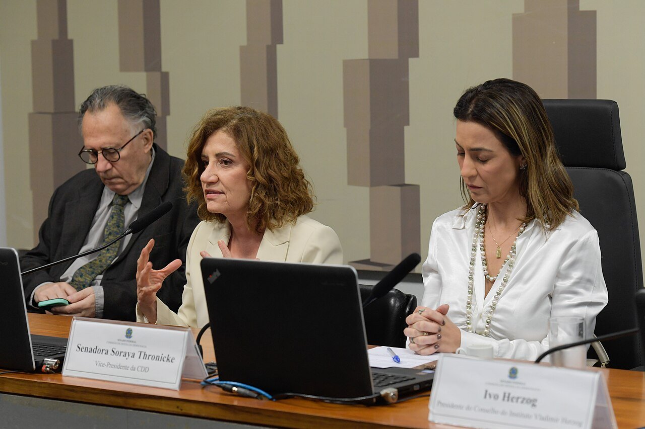 Senadora Soraya Thronicke fala durante reunião de comissão no Senado Federal